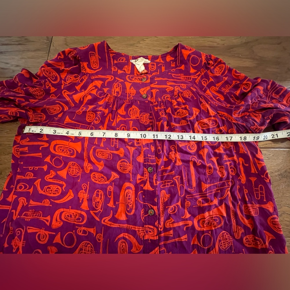 Anthropologie Conversations Horn Print Button Front Blouse Size 6 - Picture 3 of 9